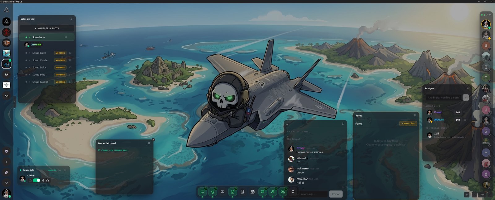 UMBRA con un fondo personalizado, la interfaz adaptada a sus colores